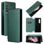For Samsung Galaxy Z Fold3 5G Carbon Fiber Texture Horizontal Flip TPU + PC + PU Leather Case with Card Slot(Green)