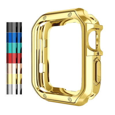 Anti-fall Electroplating TPU Watch Protective Case for Apple 1/2/3/4/5/6/7/SE 42mm/44mm/45mm(Gold)