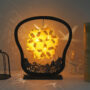 Paper Art Light And Shadow Paper Carving Lamp DIY Handmade Creative Small Table Lamp, Style:Fan-shaped